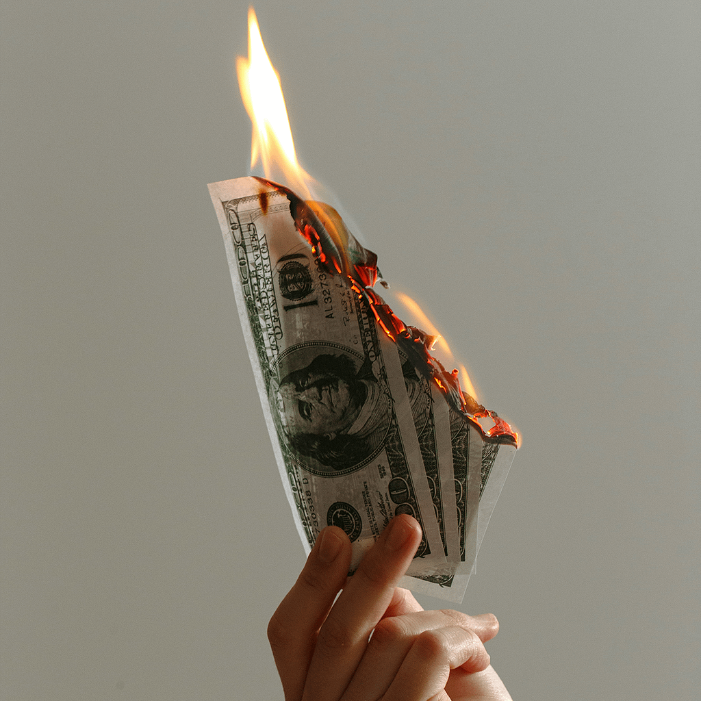 cash on fire